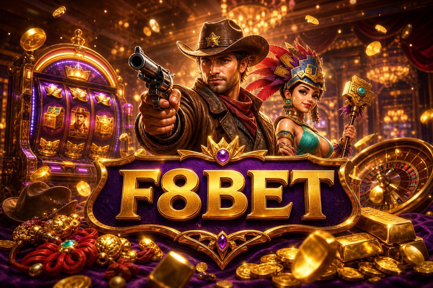 Ảnh bìa trò chơi F8BET Fortune Gems 2 với các viên đá quý rực rỡ trên nền tối