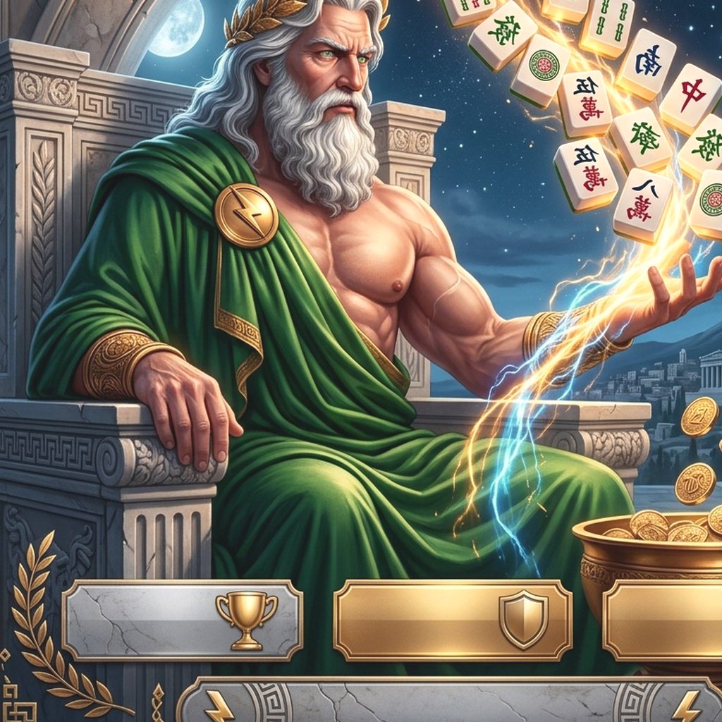 Ảnh bìa trò chơi Gates of Olympus tại F8BET với biểu tượng thần Zeus và các vật phẩm thần thoại