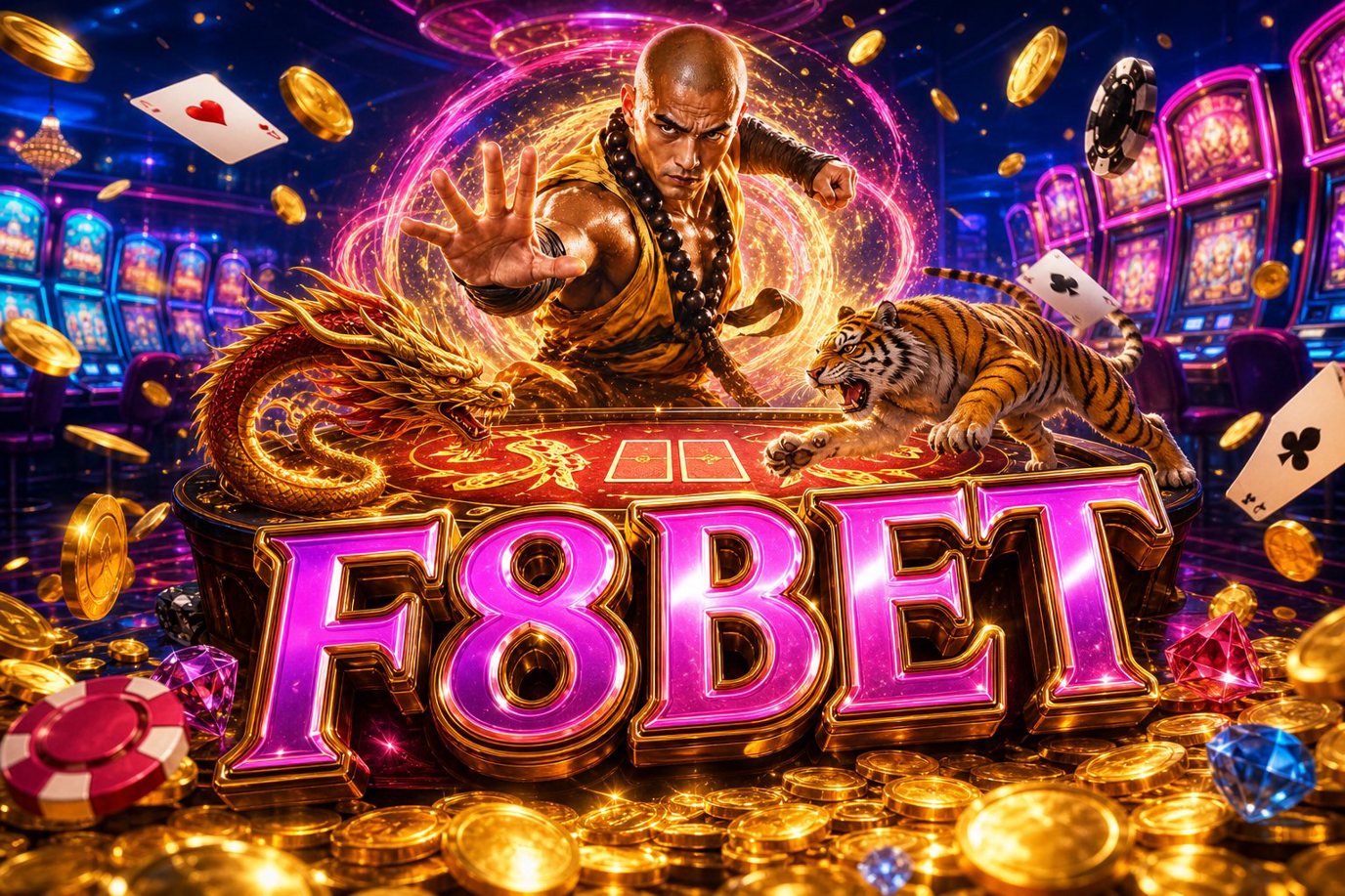 Giao diện trang chủ F8BET trên điện thoại với các thẻ sản phẩm giải trí số